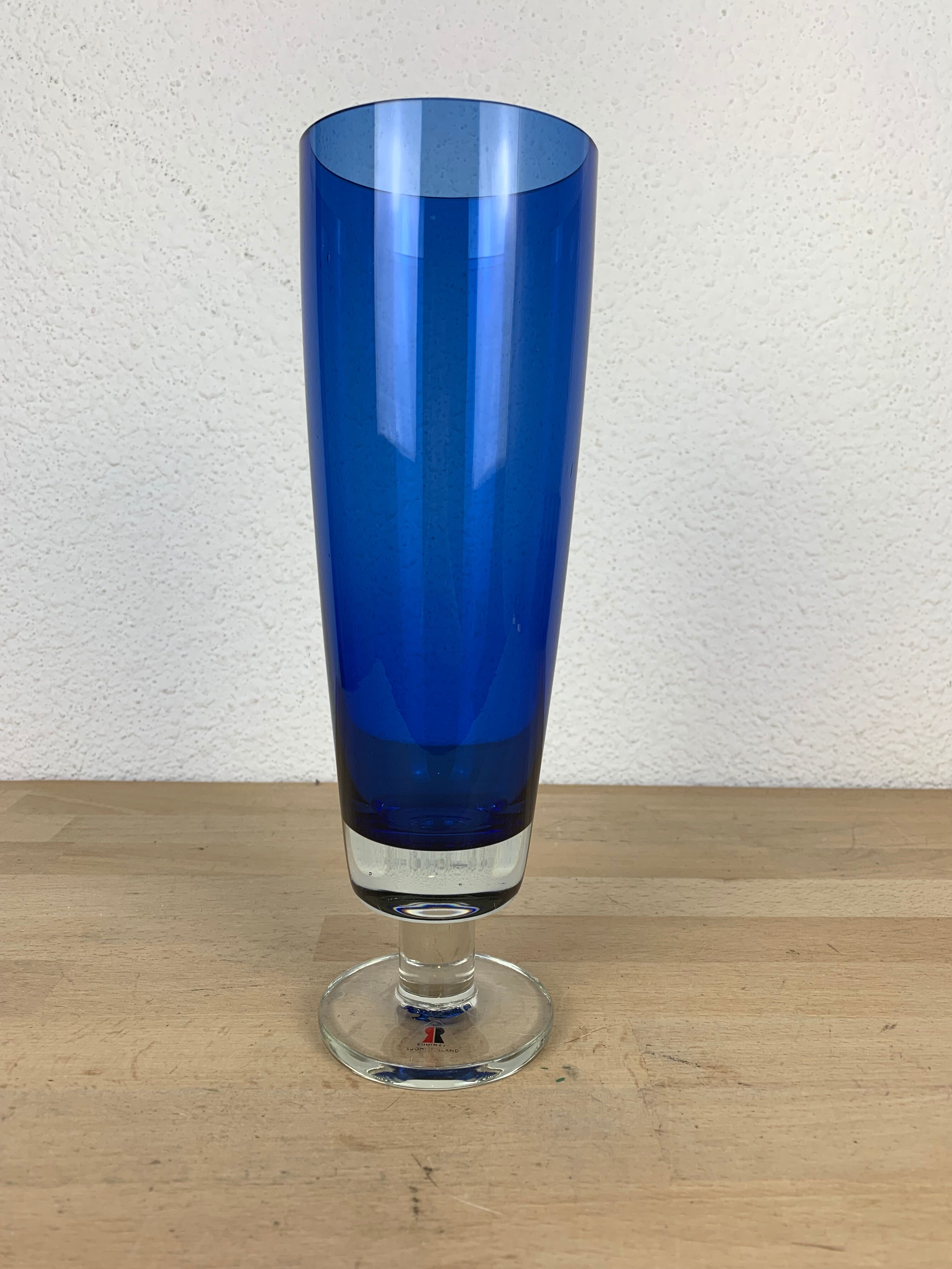 Glass vase Riihimaki Tamara Aladdin, blue, Scandinavian
