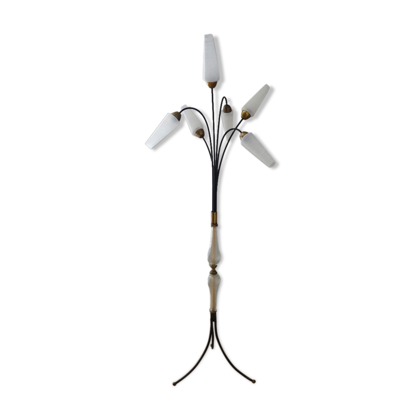 1950's Vintage 6-Shade Tripod Floor Lamp