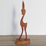 Vintage statuette in wood fawn stylized doe