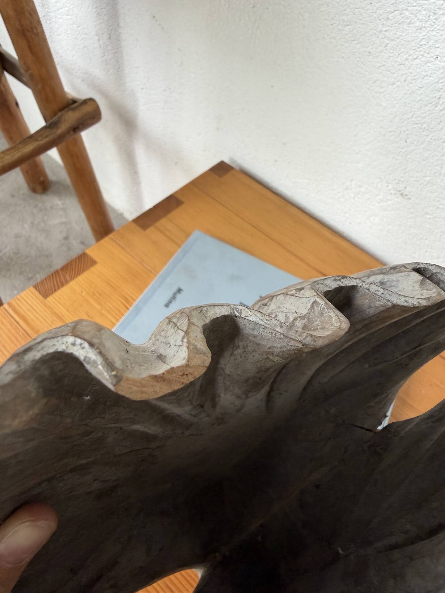 Brutalist wood shell sculpture box 1900