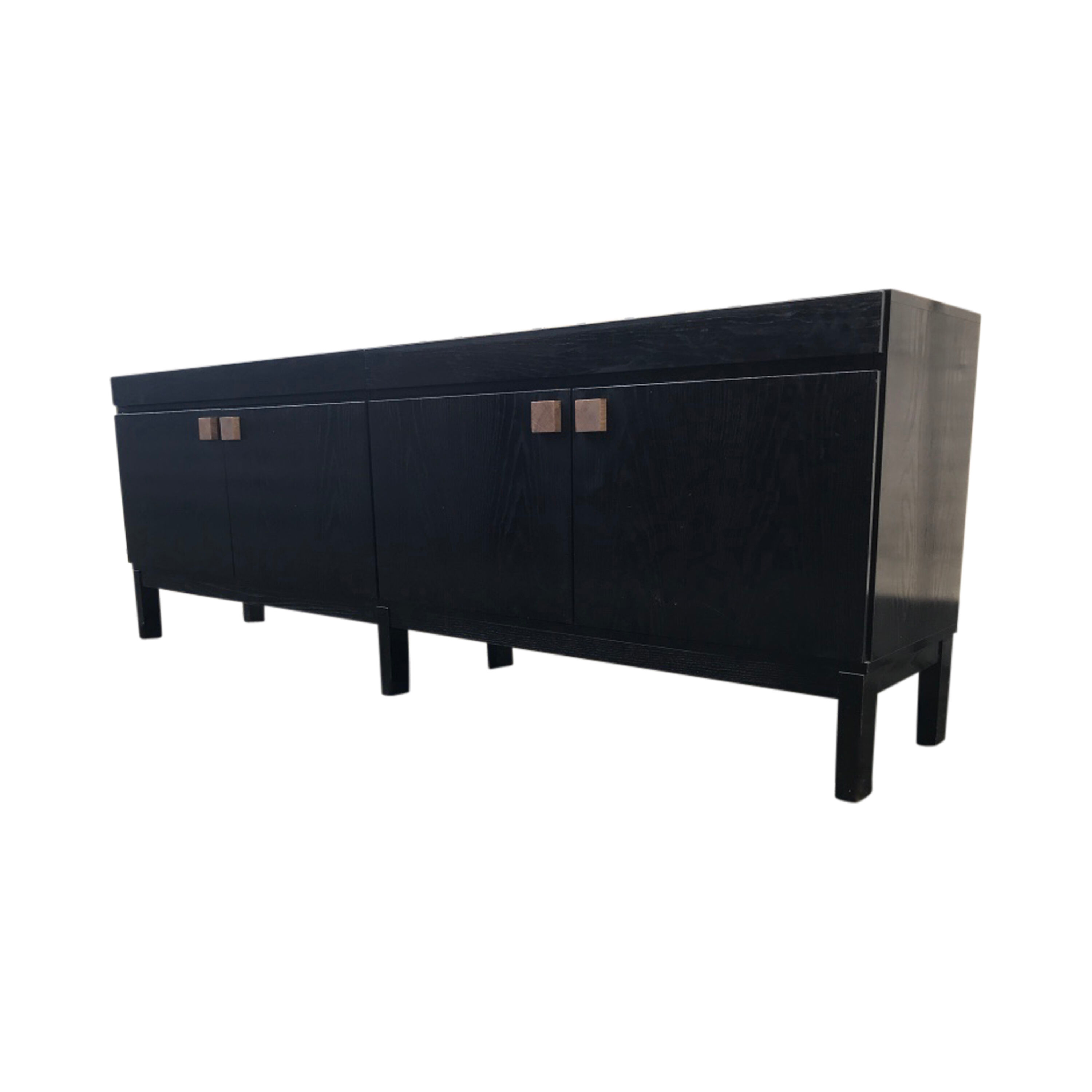Brutalist black oak sideboard Belgium 1970s