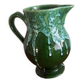 Magnificent Vintage Barbotine Jug – Relief Peach Decoration (H 18cm)