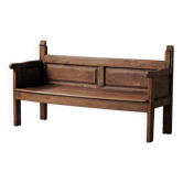 Mountain bench in solid wood, Folk art, Catalonia, 19th century