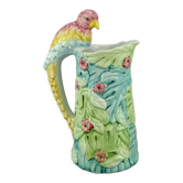 Pitcher parakeet in slip Faience of Portugal Majolica hand painted