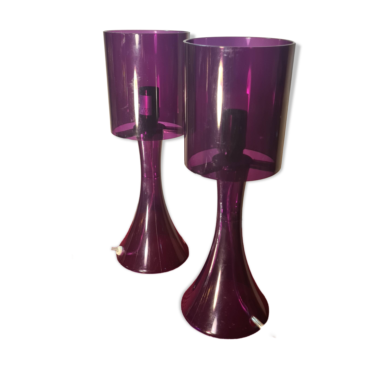 Pair of Vintage Incidence 70s Plexiglas Mood Lamps Height