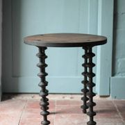 Wooden table with spool legs, coffee table, wooden side table, wooden end table, vintage round table, wooden table.