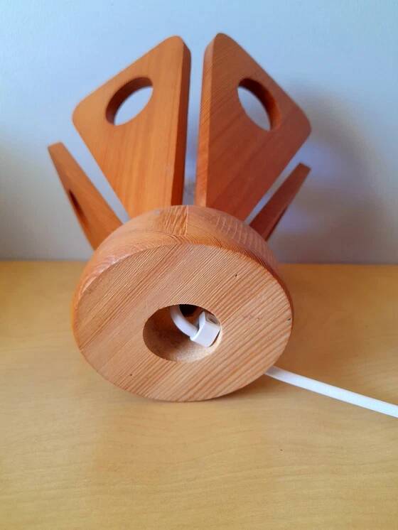 Scandinavian wooden flower lamp 1970