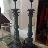 Pair of lamps forestier cast iron collection fil de fer