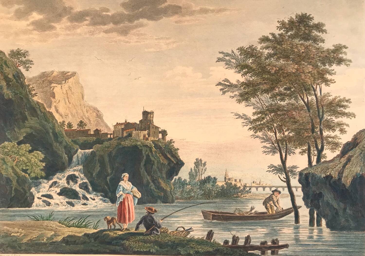 Fishing during the day. Etching enhanced.