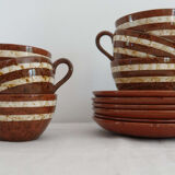 6 cups and under cups Digoin Sarreguemines Mary series