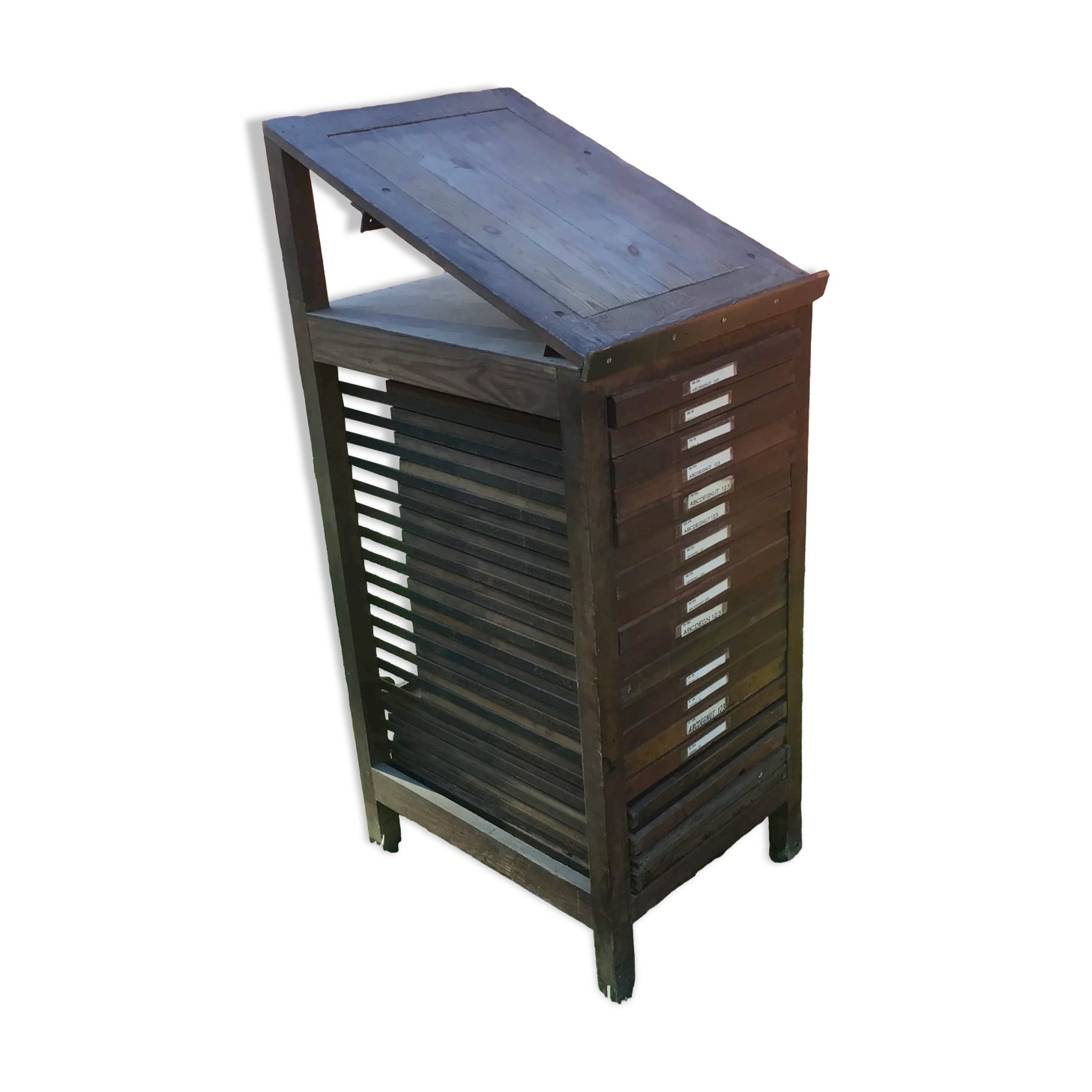 Wooden printer's cabinet with drawer lockers