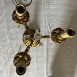 Bronze and crystal chandelier floor lamp