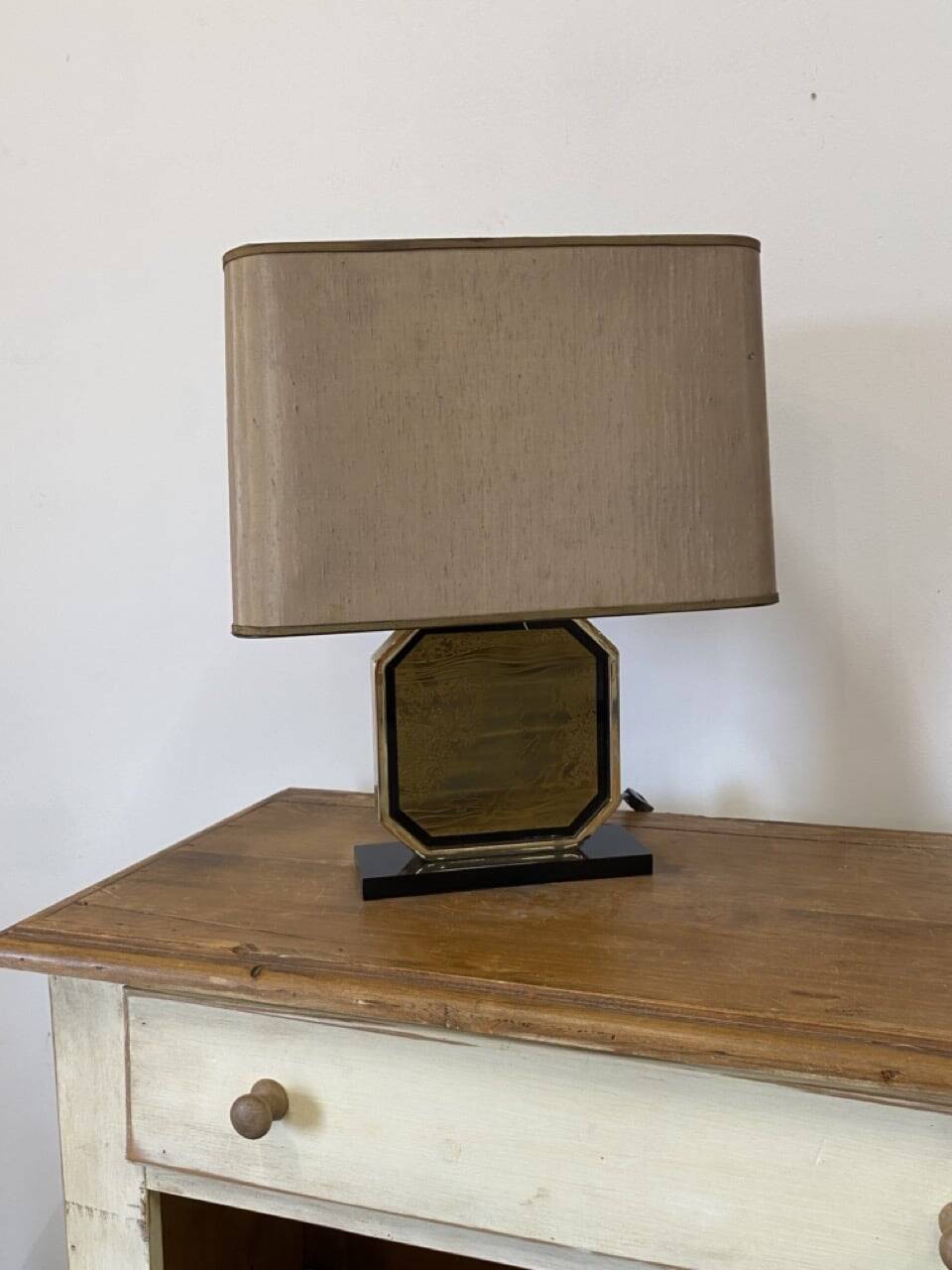 Pair of brass and gold-plated lamps by George Mathias, 1970