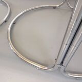 Large vintage modular oval dining table in smoked glass and chromed metal, Space Age style, 70s