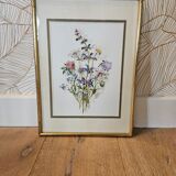 Lithograph bouquet of wild flowers in gilded frame