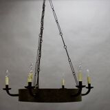 Art deco wrought iron chandelier with 6 lights