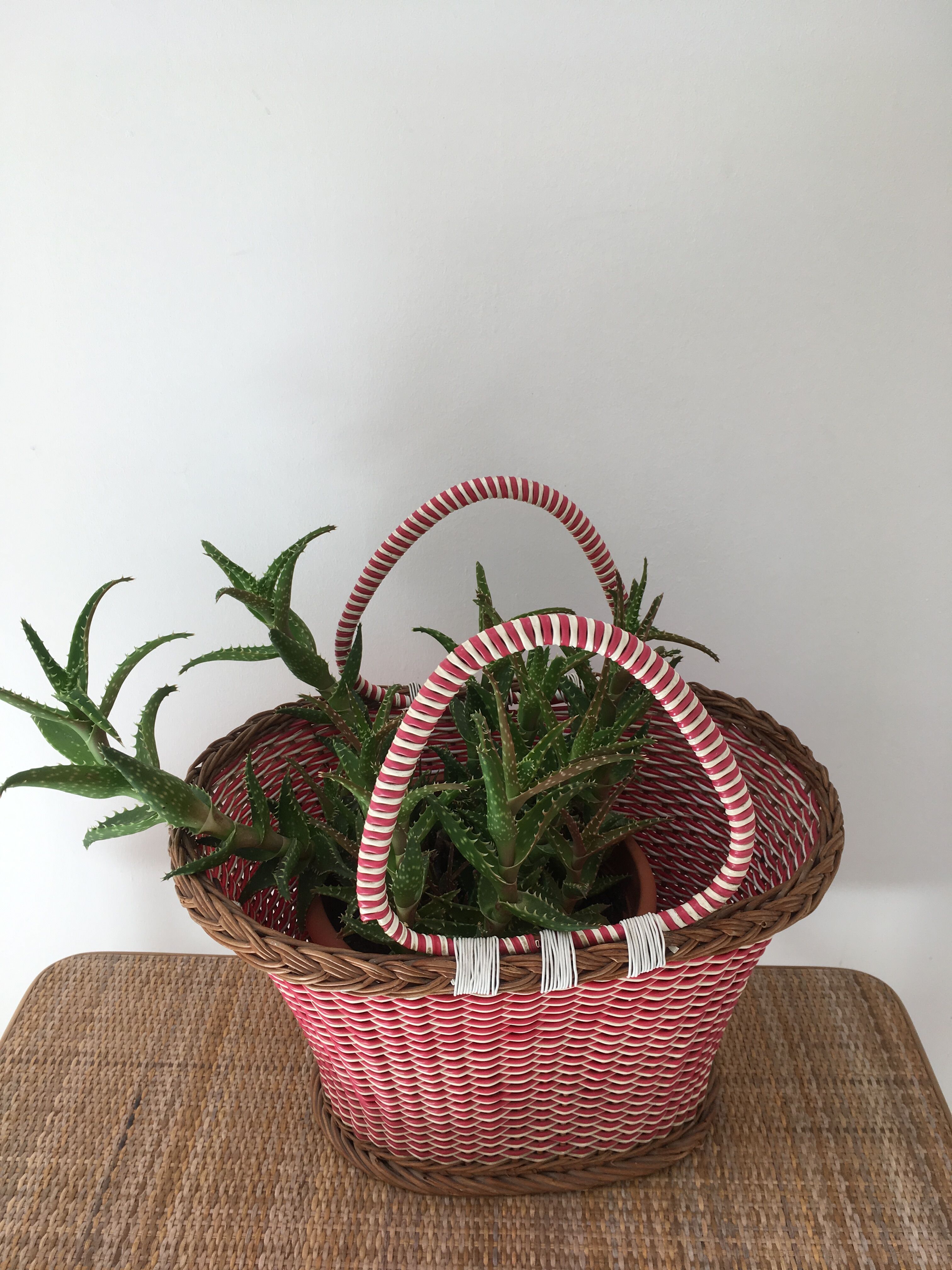 Basket wicker and typical of the 1970s scoubidou
