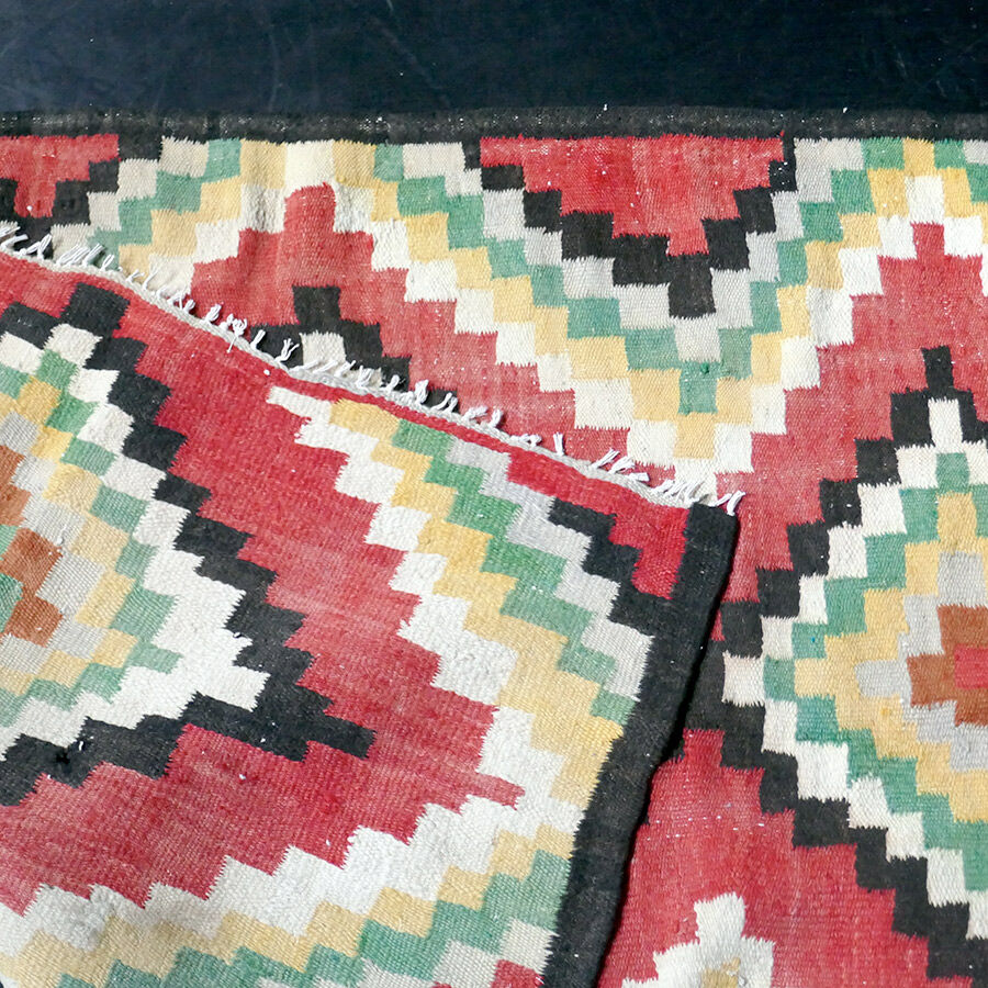Reversible mid century kilim wool rug 93x115cm