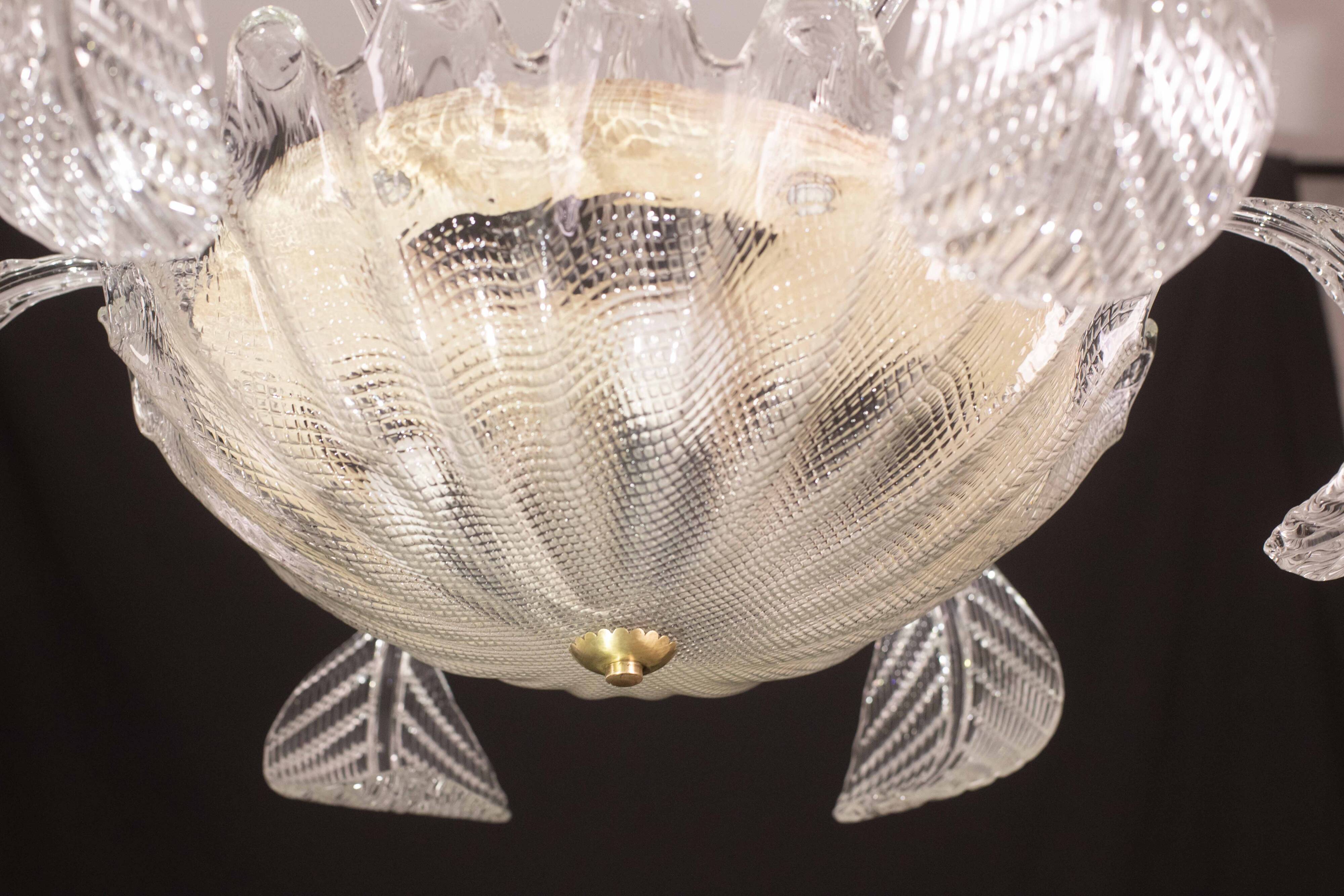 Charming Art Decò, Barovier & Toso Chandelier, Murano Glass, 1950s