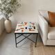 Square coffee table in multicoloured zellige, handcrafted in Morocco.