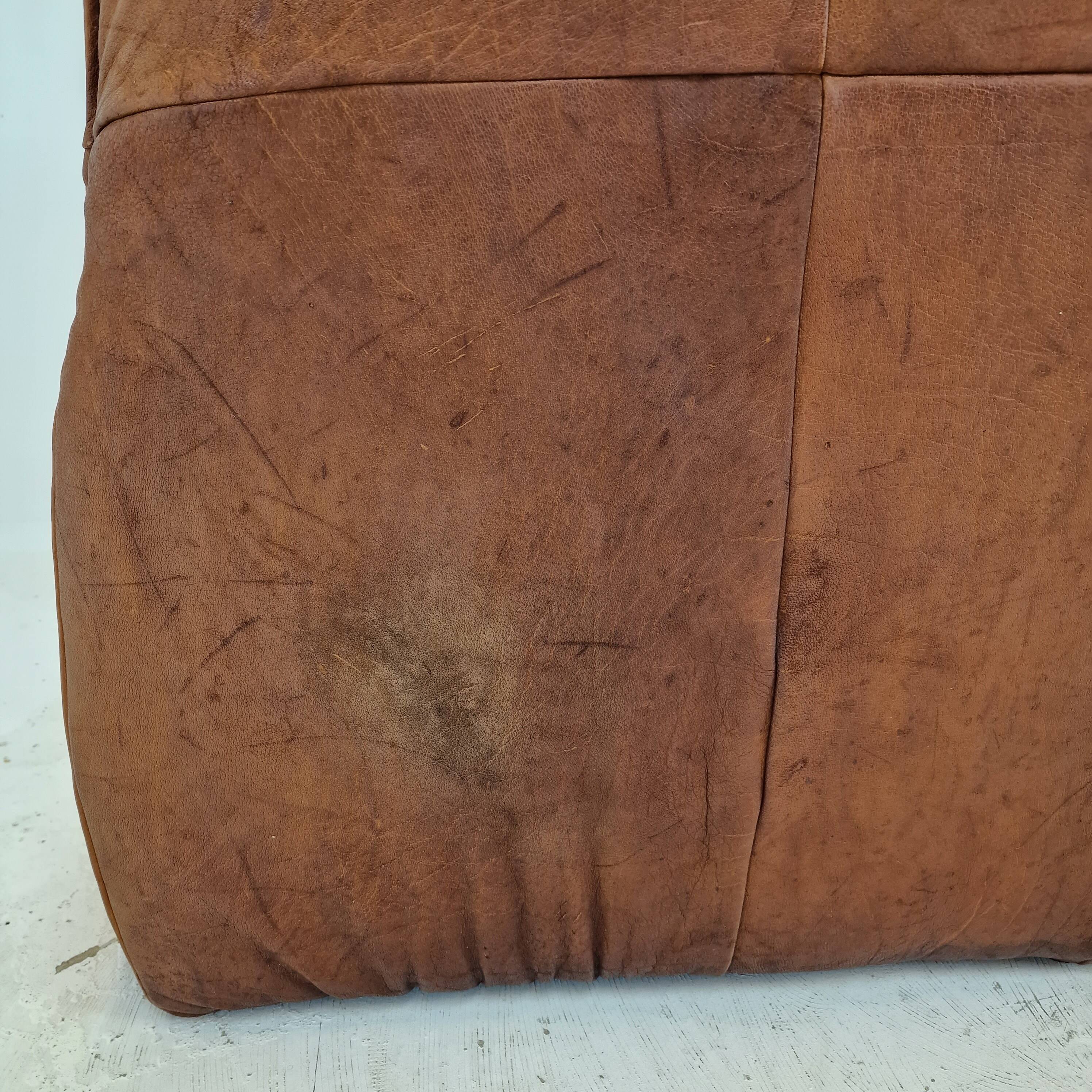 Montis “The Rock” Sofa In Brown Leather By Gerard Van Den Berg, 1970s