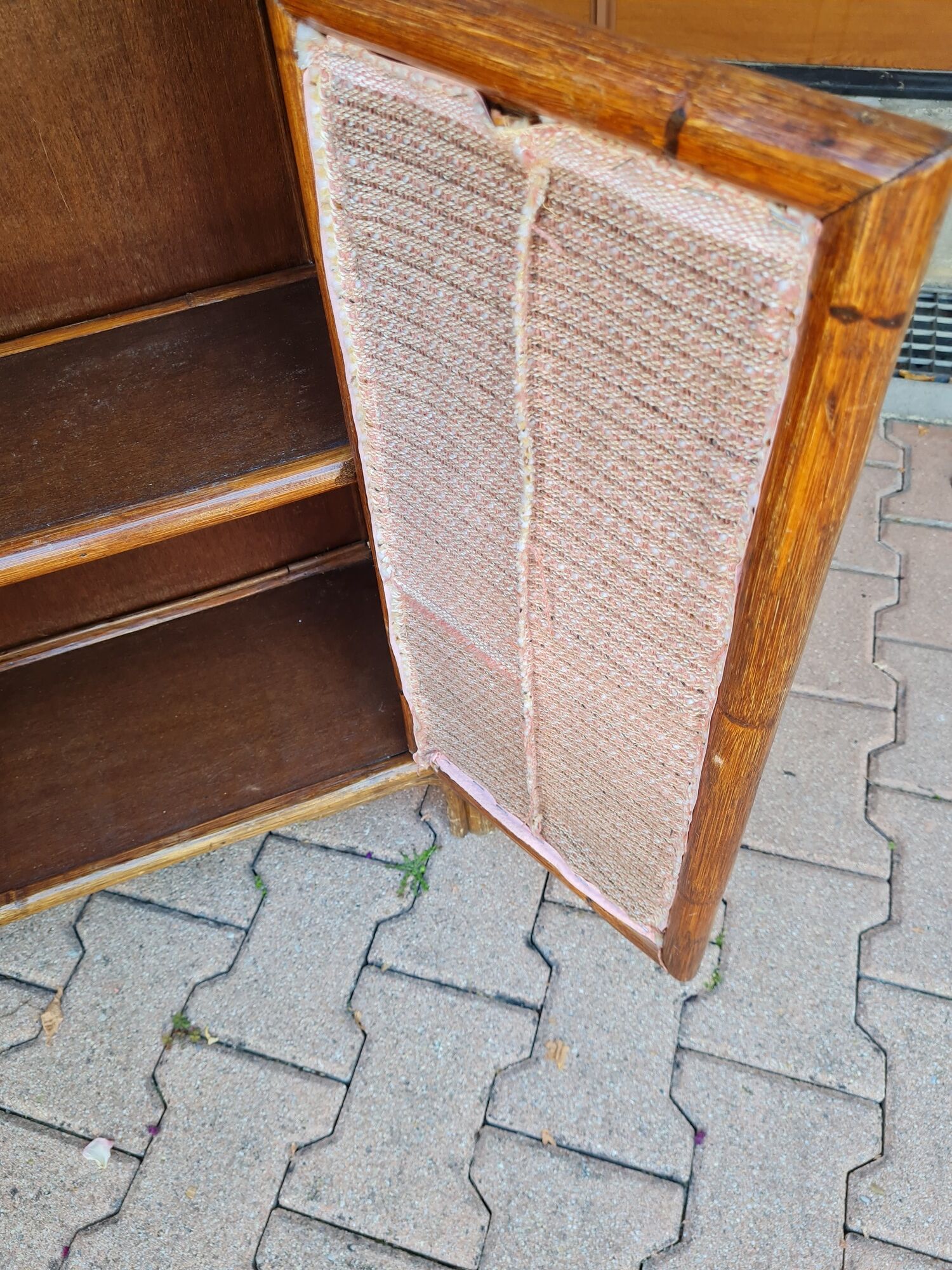 Rattan and canning furniture with vintage shelves