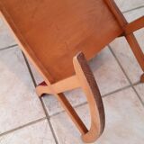 Vintage wood and velvet footrest