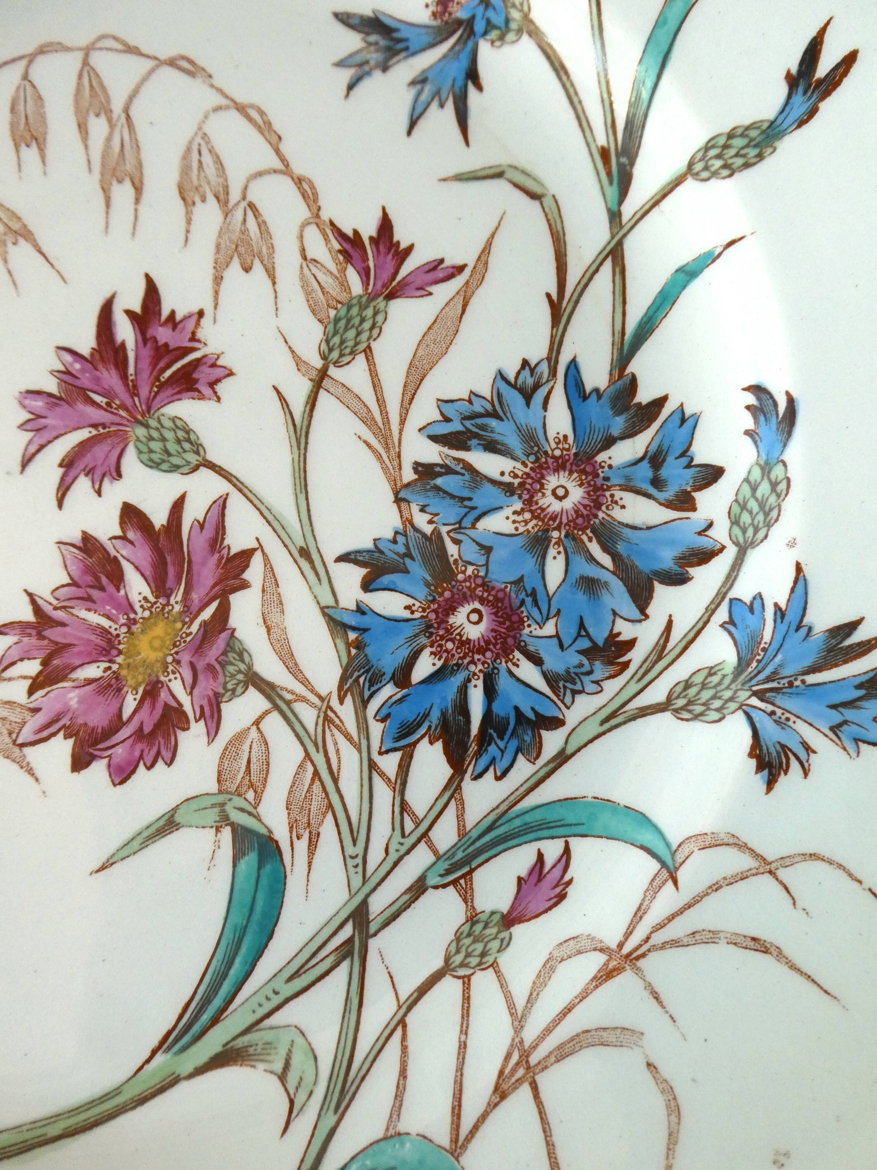 Set of 6 plates Blueberry decor Luneville France, 1900