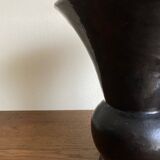 Etienne Noel modernist vase in Dieulefit 1950 in black enamel earthenware