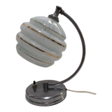 Art Deco adjustable desk or bedside lamp in chromed metal and Clichy globe