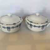 Pair of old candy boxes with blue-green pattern