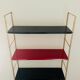 Modular vintage wall shelf, black and red metal circa 1960s