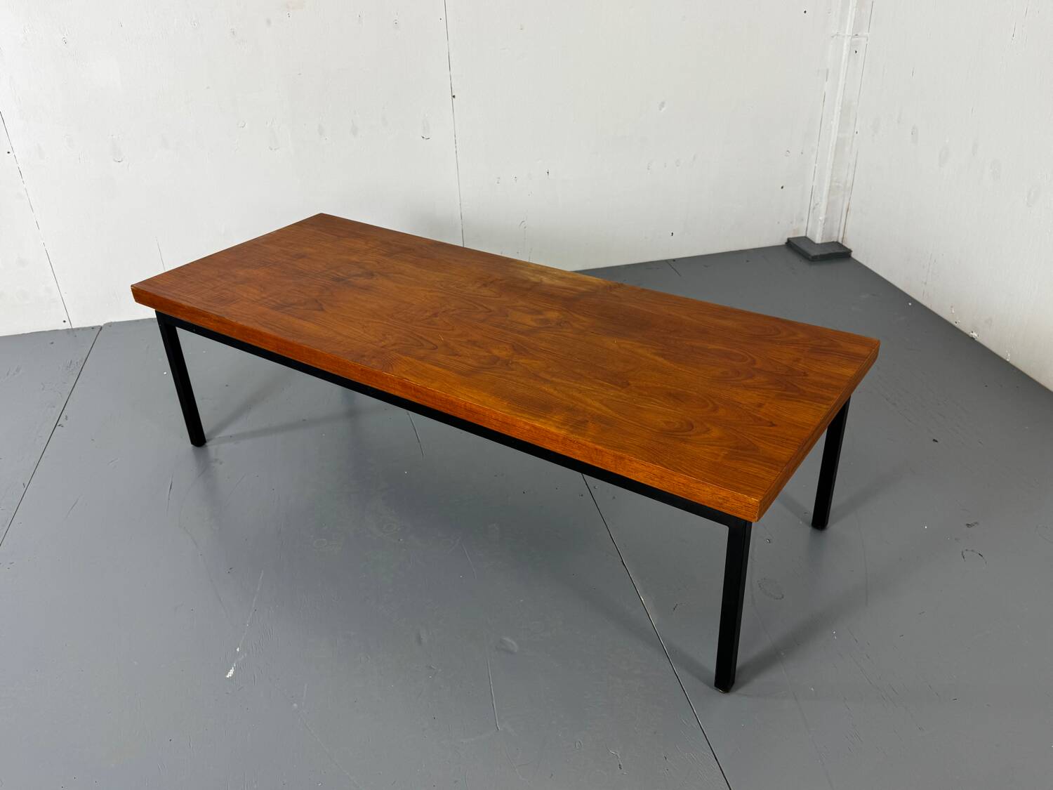 Minimalistic Mid Century Modernist Teak and Steel Coffee Table, 1960s