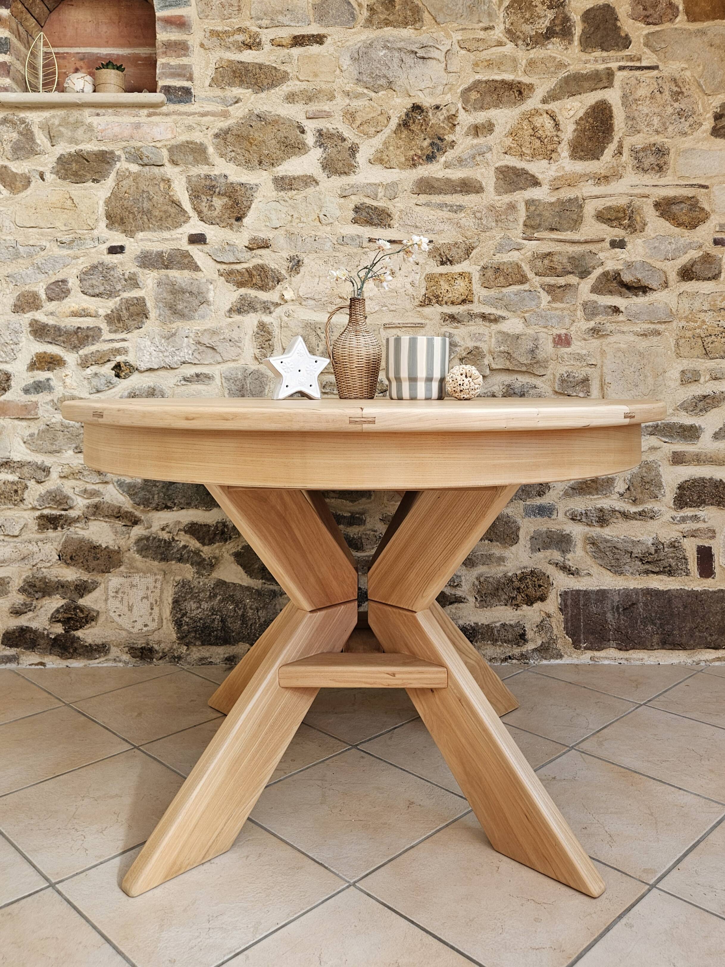 Table ronde orme style Pierre Chapo