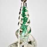 Vintage French Crystal Table Light | Mid Century Emerald Green Accent Light Bedside | Lead Twisted Glass | Val St Lambert Seguso Murano 1950