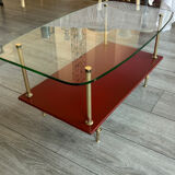 Vintage glass and brass coffee table