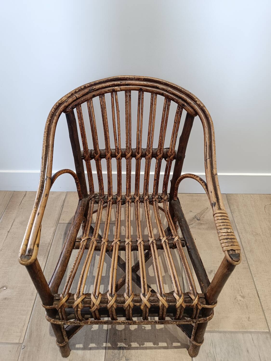 Vintage rattan armchair for children