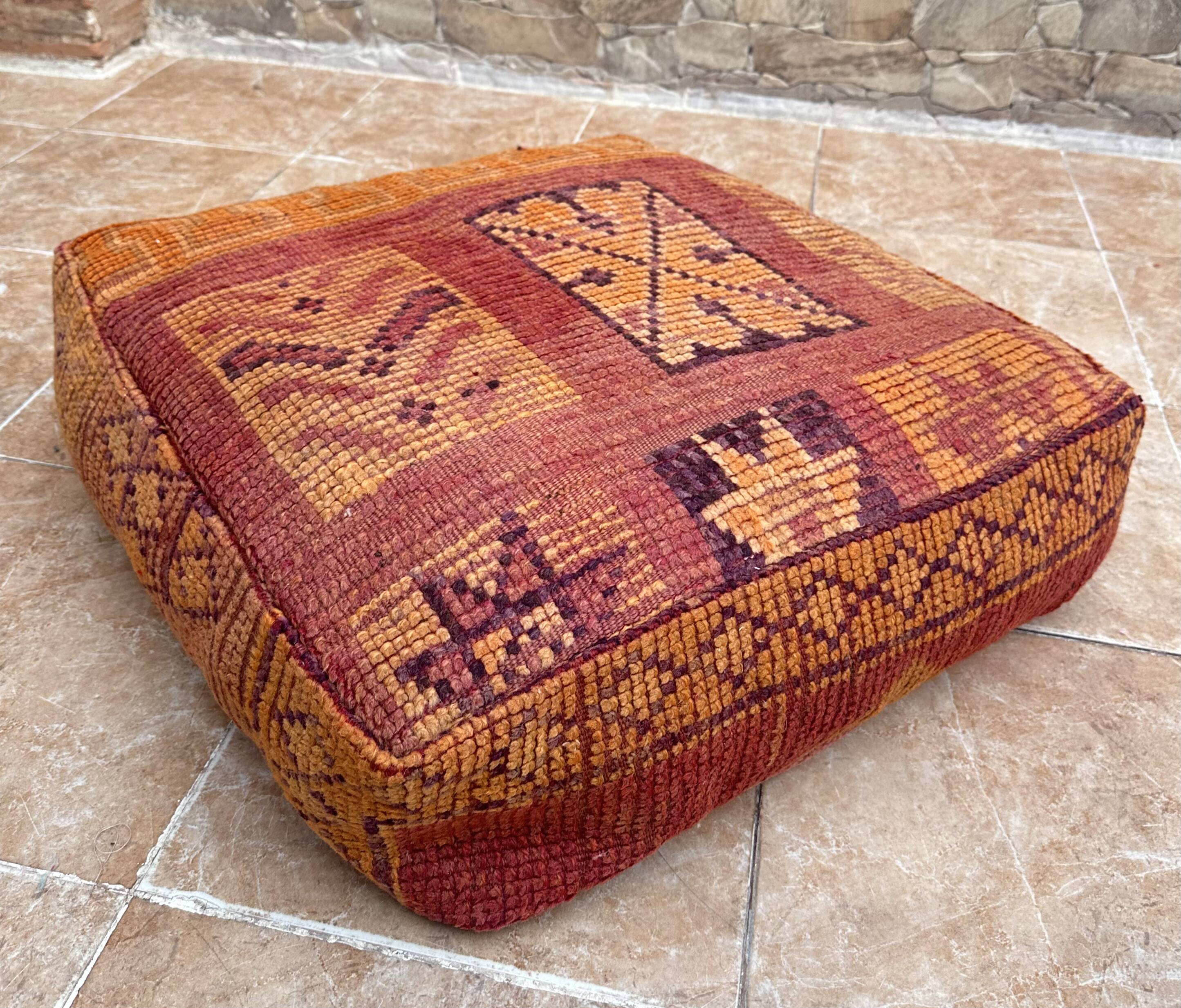 Handmade Berber Kilim pouf, floor cushion