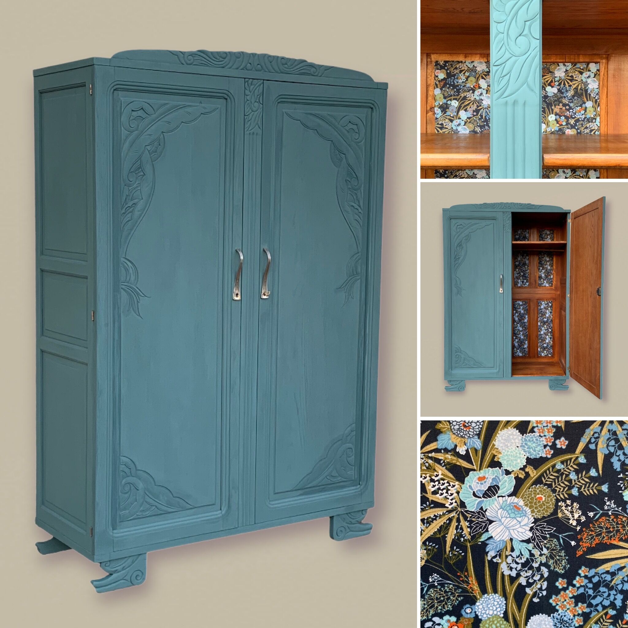 Parisian art deco wardrobe blue gray 1930