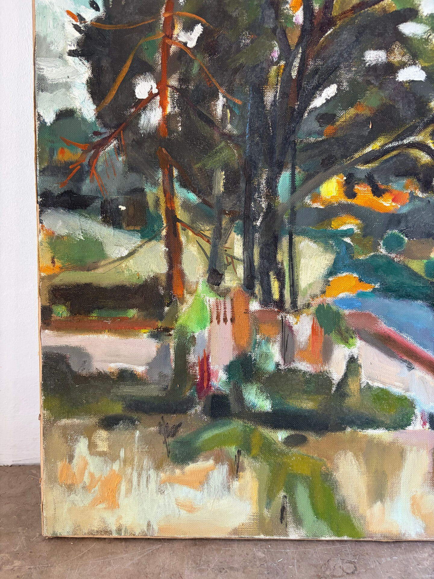 Path under the pines, oil painting on canvas