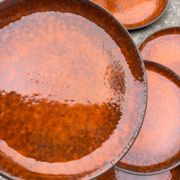 Assiettes céramique émaux orange années 70