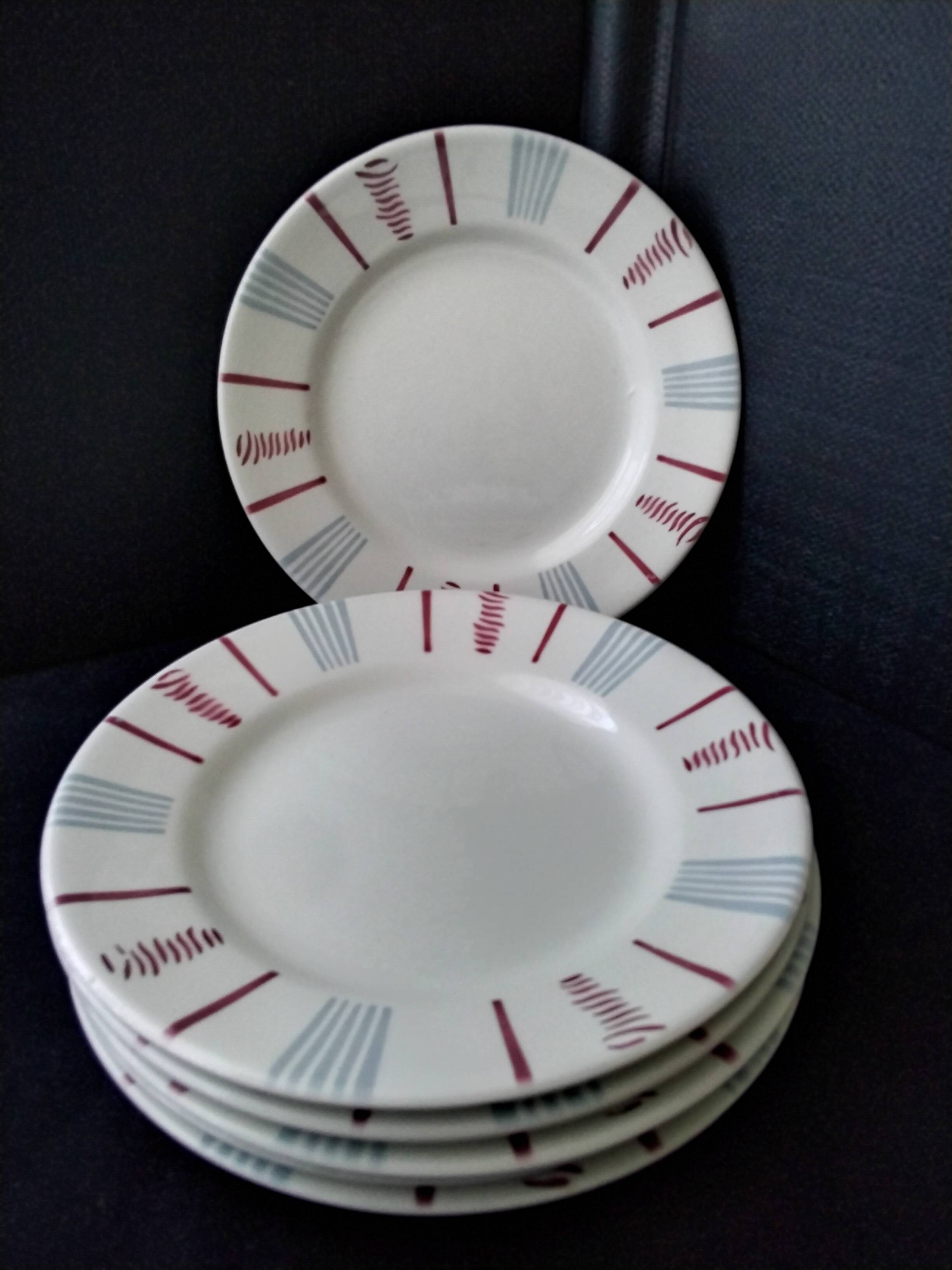 6 Sarreguemines earthenware dessert plates Neuilly model