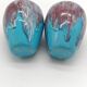 Paire de petits vases bleu turquoise en grès flammé  lie de vin