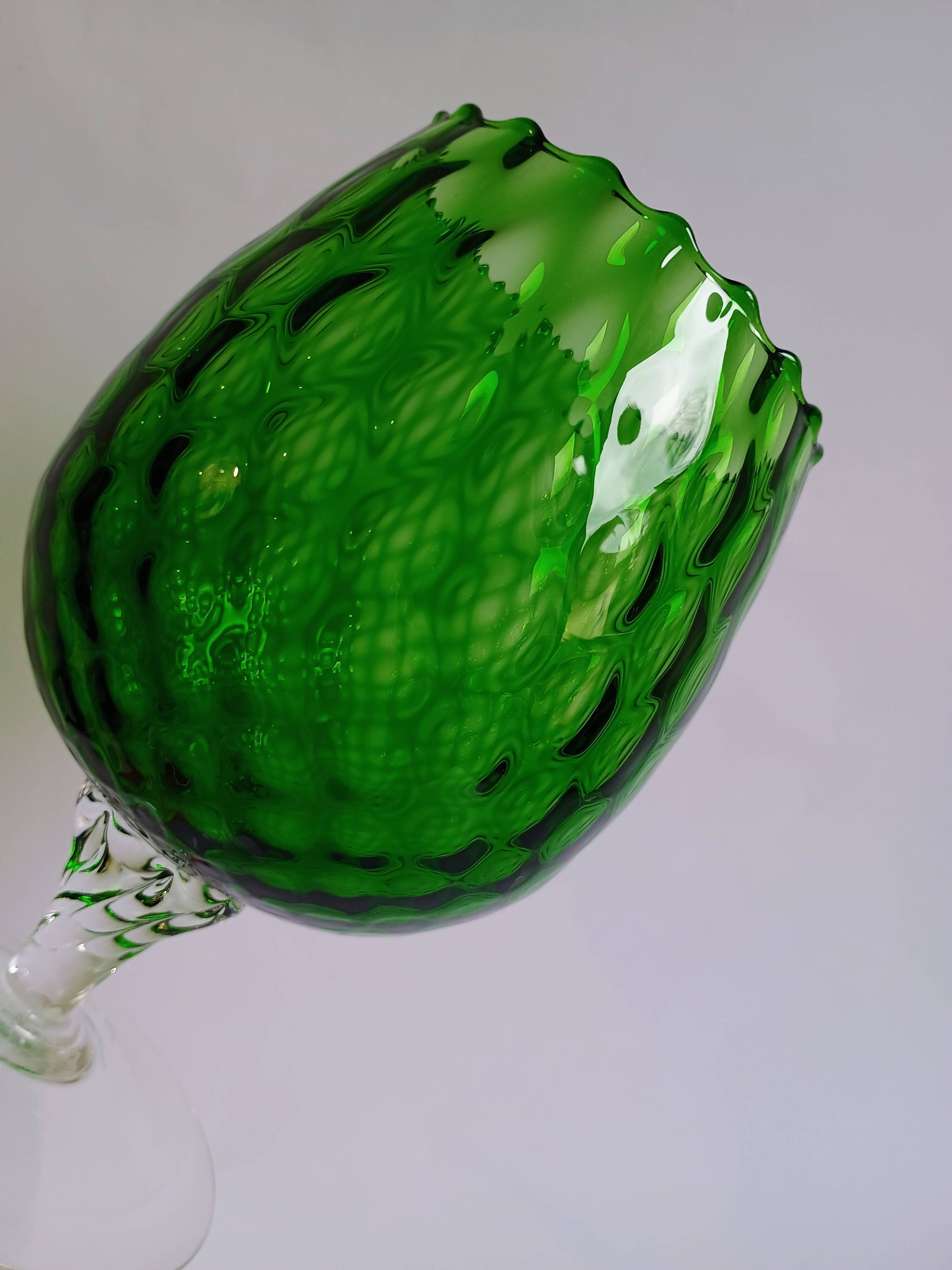 Vintage Green Glass Footed Vase