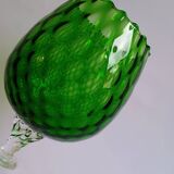 Vintage Green Glass Footed Vase