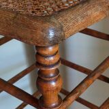 Tabouret ancien cannage et bois tourné