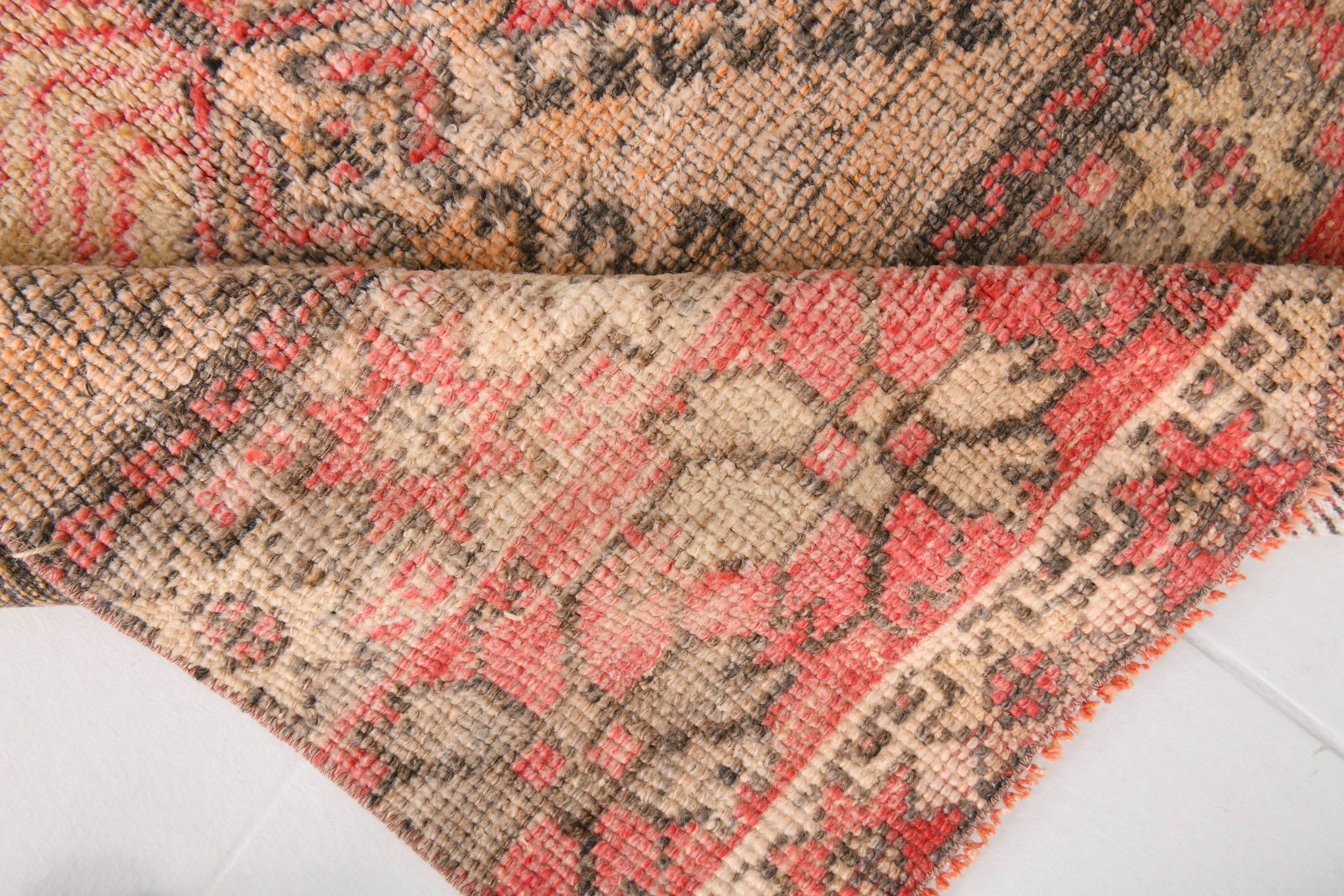 Pale Red & Peach Vintage Runner Rug, 80x301Cm