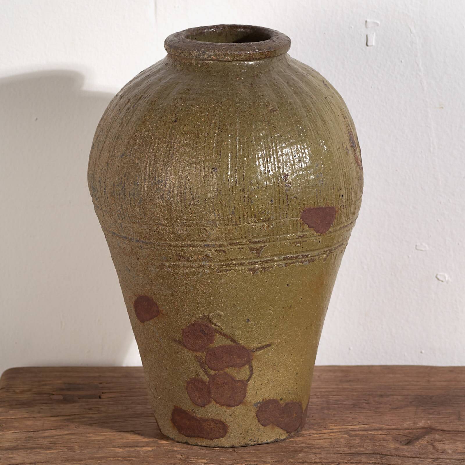 Antique Chinese Green Ceramic Vase (c.1900) #1