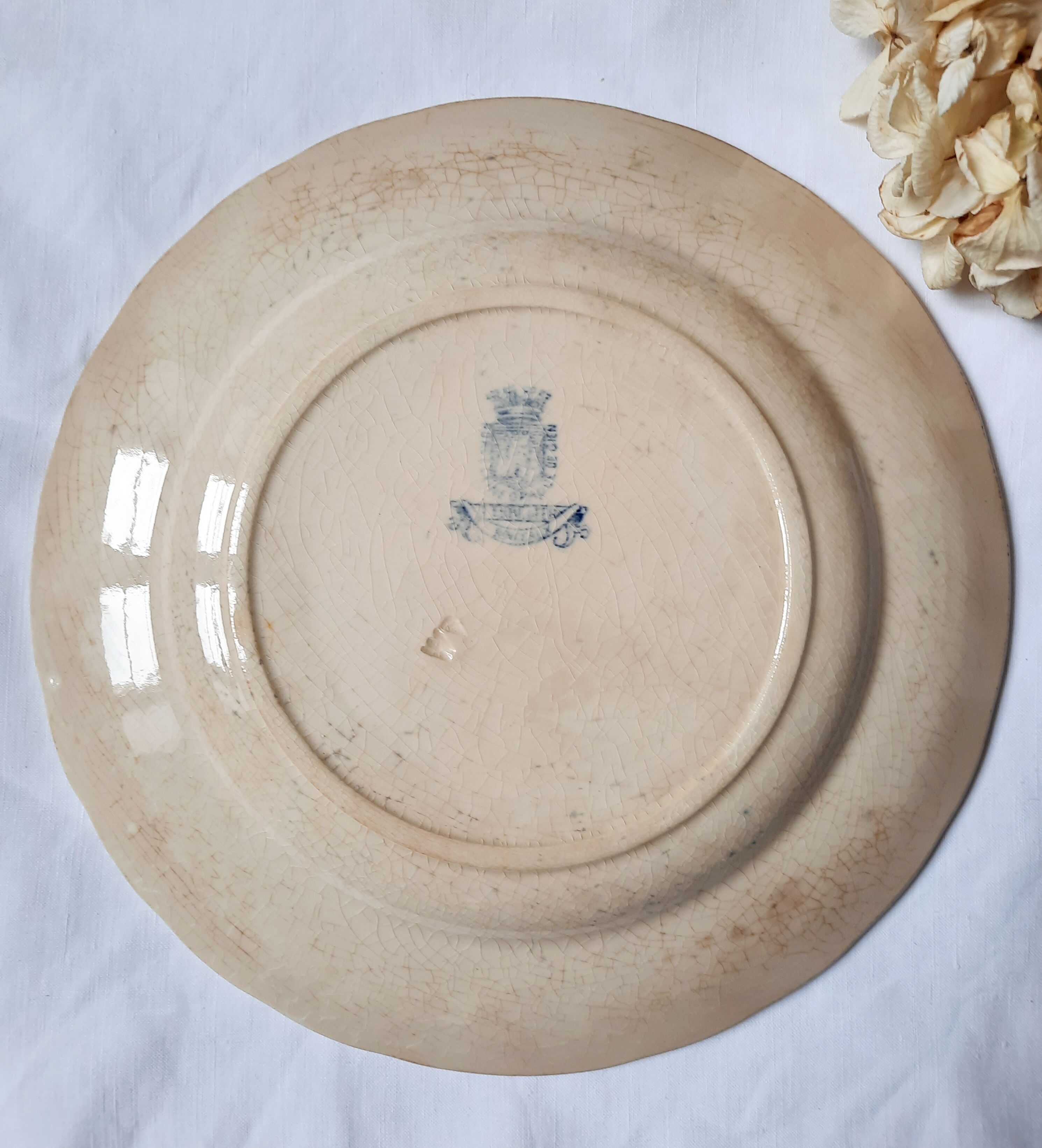 Antique dessert plates mismatched iron earth