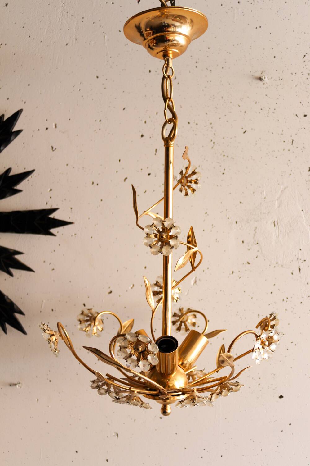 Lustre italien doré fleurs strass vintage Nucleo Eorme